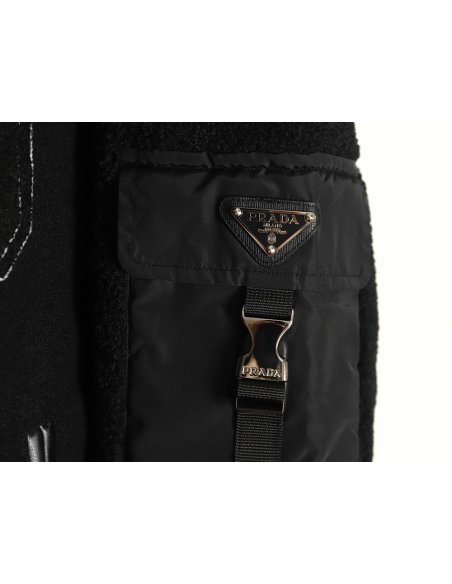 Prada lambswool patchwork baseball jacket,Prada