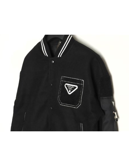 Prada lambswool patchwork baseball jacket,Prada
