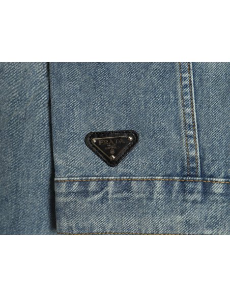 Prada triangle logo washed denim jacket,Prada