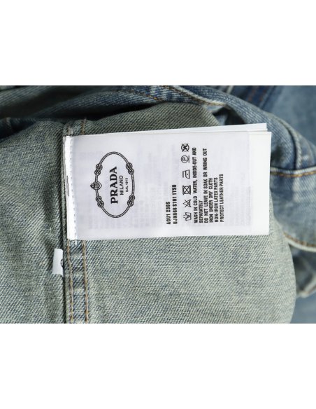 Prada triangle logo washed denim jacket,Prada