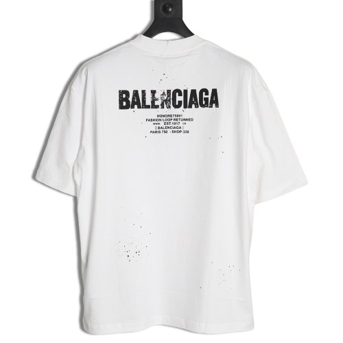 Balenciaga Mottled Letters Ink Print Short Sleeve T-shirt,Balenciaga