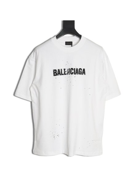 Balenciaga Mottled Letters Ink Print Short Sleeve T-shirt,Balenciaga