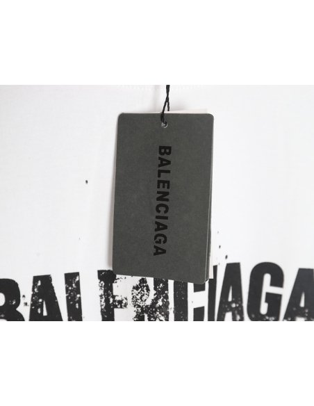 Balenciaga Mottled Letters Ink Print Short Sleeve T-shirt,Balenciaga