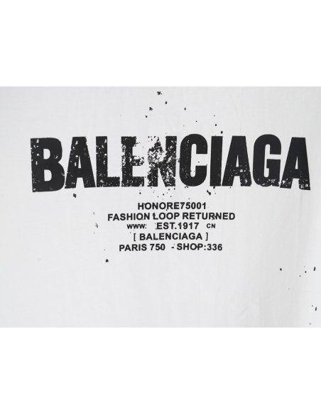Balenciaga Mottled Letters Ink Print Short Sleeve T-shirt,Balenciaga