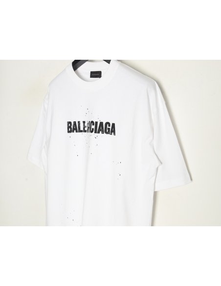 Balenciaga Mottled Letters Ink Print Short Sleeve T-shirt,Balenciaga
