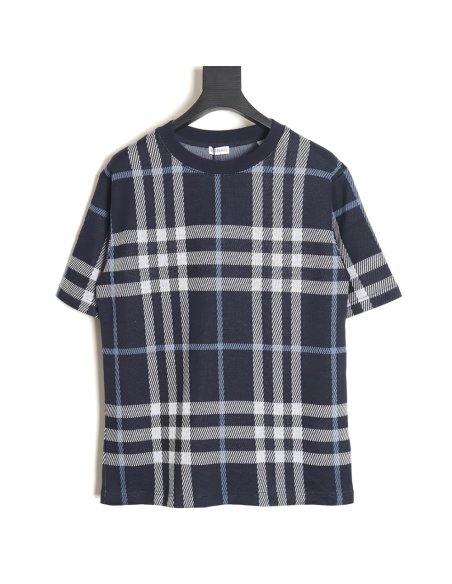 Burberry 24ss check knitted short-sleeved T-shirt TSK2,Burberry
