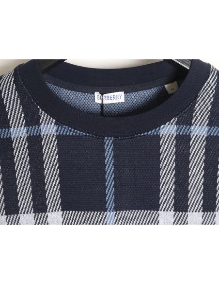 Burberry 24ss check knitted short-sleeved T-shirt TSK2,Burberry