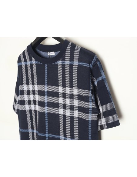 Burberry 24ss check knitted short-sleeved T-shirt TSK2,Burberry