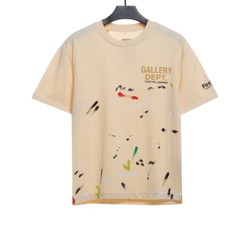 Gallery Dept distressed washed hand-painted graffiti printed T-shirt,Gallery Dept