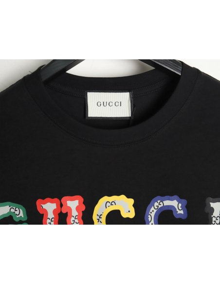 Gucci 24SS colorful lettering short-sleeved T-shirt_TSK1,Gucci