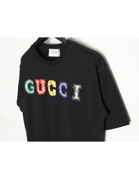 Gucci 24SS colorful lettering short-sleeved T-shirt_TSK1,Gucci