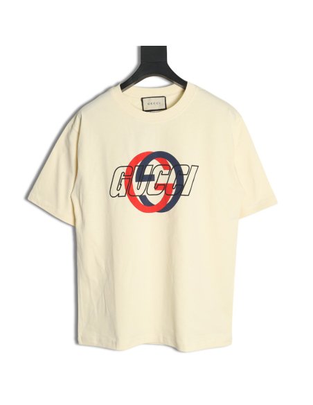 Gucci Double G interlocking logo foam print short-sleeved T-shirt,Gucci