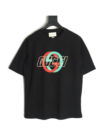 Gucci Double G interlocking logo foam print short-sleeved T-shirt TSK1,Gucci