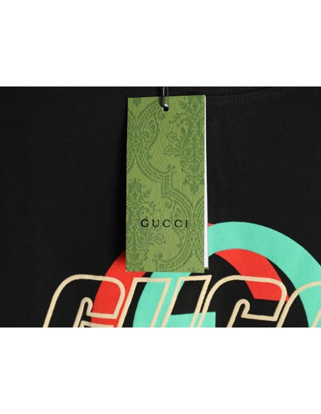 Gucci Double G interlocking logo foam print short-sleeved T-shirt TSK1,Gucci