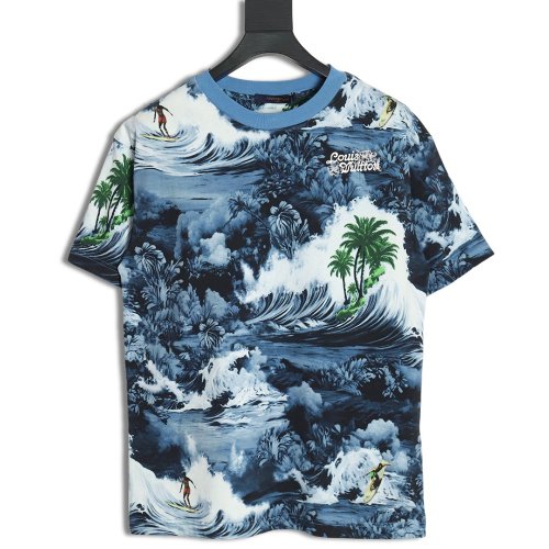 Louis Vuitton 24SS Wave Print Short Sleeve T-Shirt,Louis Vuitton