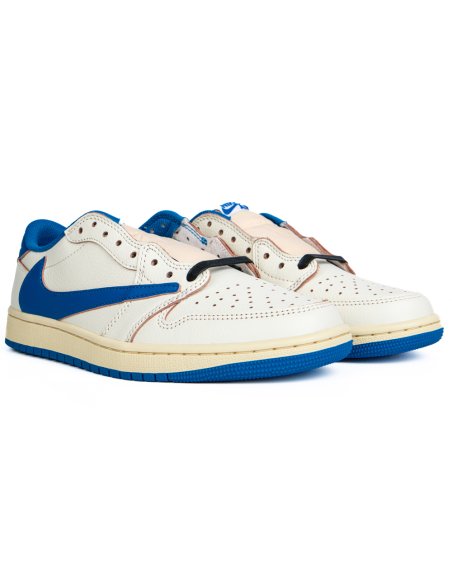 Fragment Design x Travis Scott x Air Jordan 1 Retro Low OG SP Sail Military Blue with high quality,best top AIR JORDAN 1 LOW