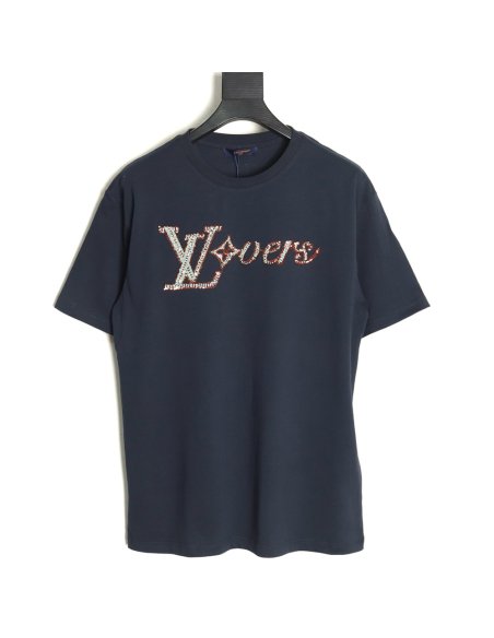 Louis Vuitton embroidered lettering short-sleeved T-shirt TSK1,Louis Vuitton