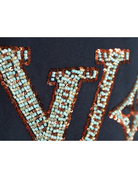 Louis Vuitton embroidered lettering short-sleeved T-shirt TSK1,Louis Vuitton