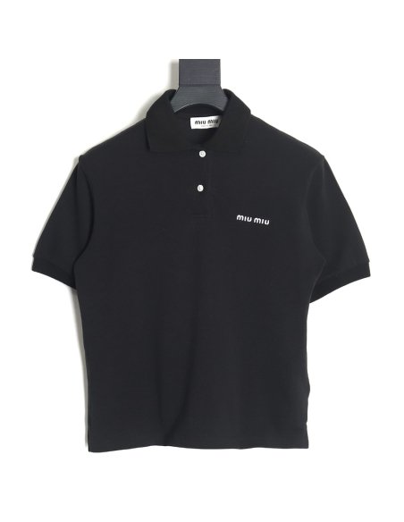 MIU MIU 24SS Embroidered Polo Short Sleeve T-Shirt TSK1,Miu Miu