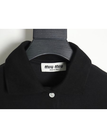 MIU MIU 24SS Embroidered Polo Short Sleeve T-Shirt TSK1,Miu Miu