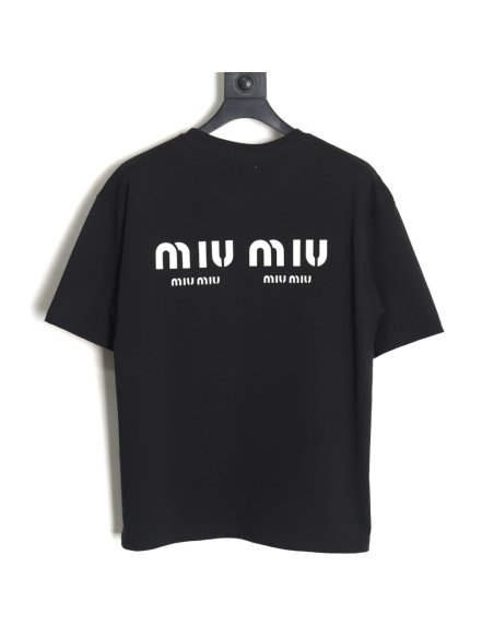 Miu Miu 24SS rhinestone lettering short-sleeved T-shirt,Miu Miu