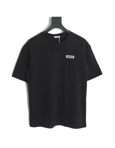 Miu Miu 24SS rhinestone lettering short-sleeved T-shirt,Miu Miu
