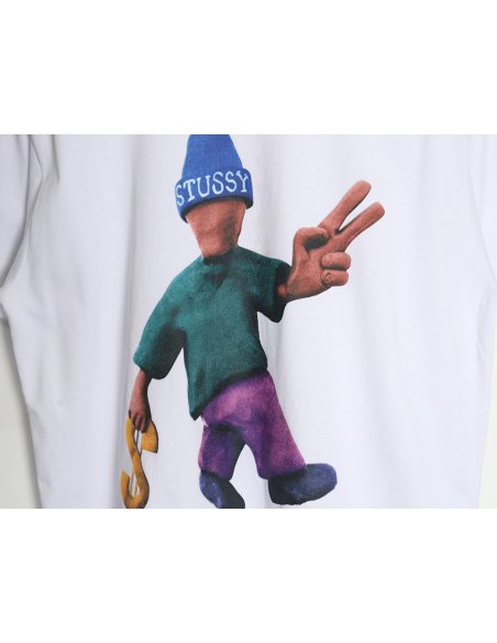 Stussy 2024 Peace ProsperityTee Doll Slogan Back Slogan Short Sleeve T-Shirt TSK1,Stussy