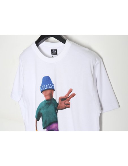 Stussy 2024 Peace ProsperityTee Doll Slogan Back Slogan Short Sleeve T-Shirt TSK1,Stussy