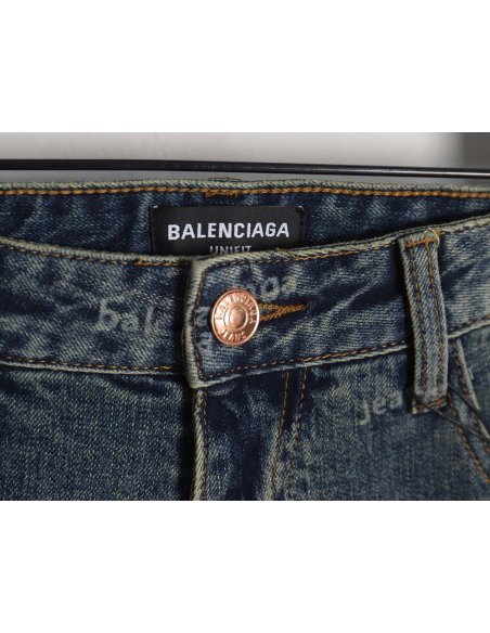 Balenciaga Balenciaga 23Fw all-over lettering distressed washed jeans,Balenciaga