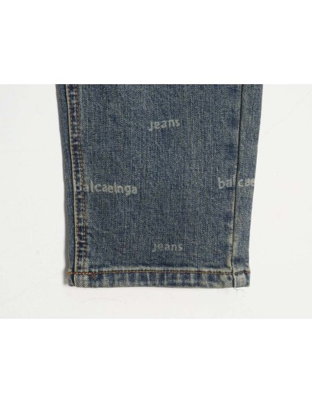 Balenciaga Balenciaga 23Fw all-over lettering distressed washed jeans,Balenciaga