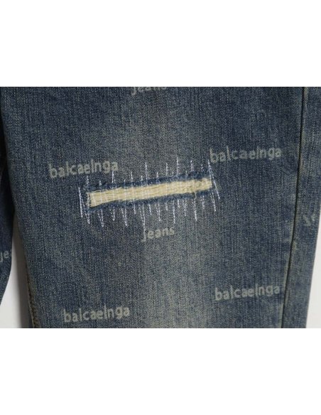 Balenciaga Balenciaga 23Fw all-over lettering distressed washed jeans,Balenciaga