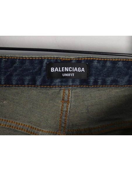 Balenciaga Balenciaga 23Fw all-over lettering distressed washed jeans,Balenciaga