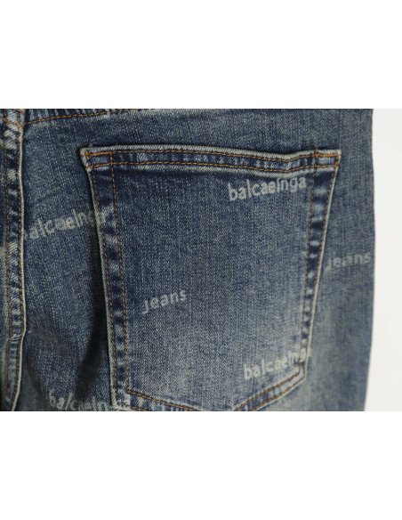 Balenciaga Balenciaga 23Fw all-over lettering distressed washed jeans,Balenciaga