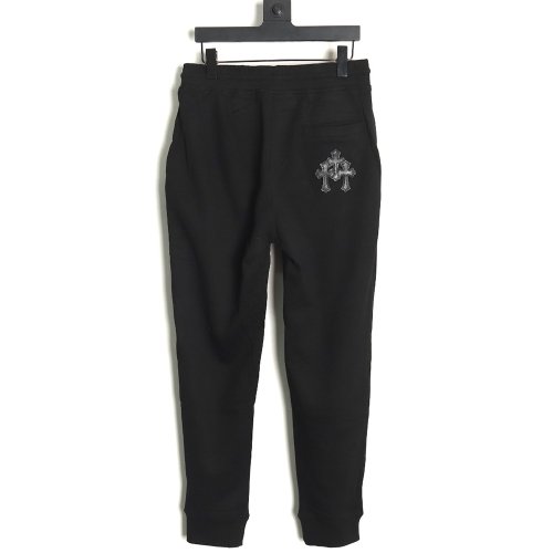 Chrome Heart leather cross logo trousers,Chrome Hearts