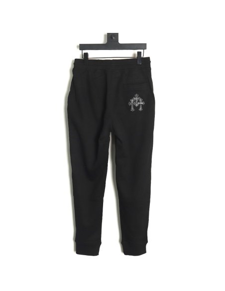 Chrome Heart leather cross logo trousers,Chrome Hearts