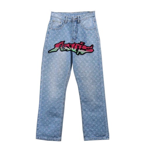 Louis Vuitton Graffiti Gradient Embroidered Jeans,Louis Vuitton