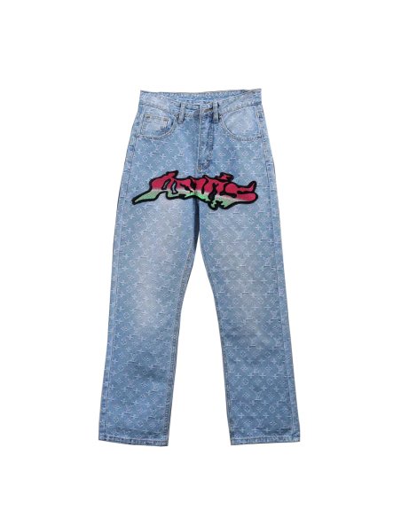 Louis Vuitton Graffiti Gradient Embroidered Jeans,Louis Vuitton