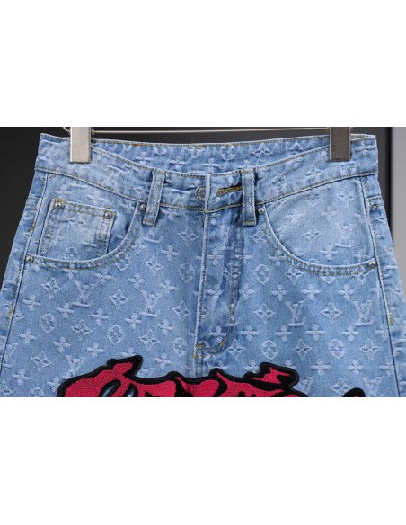 Louis Vuitton Graffiti Gradient Embroidered Jeans,Louis Vuitton