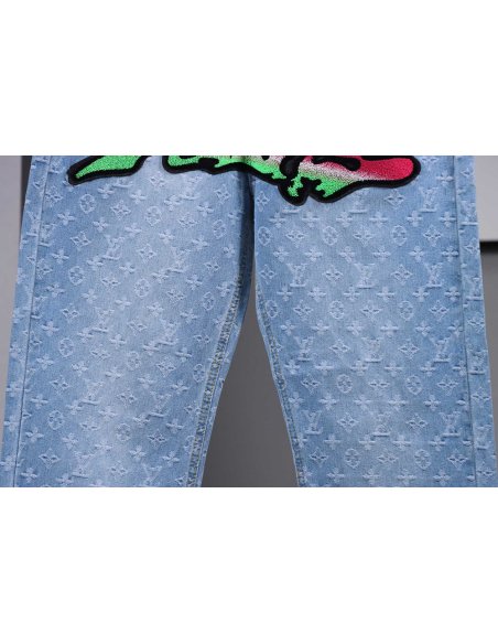 Louis Vuitton Graffiti Gradient Embroidered Jeans,Louis Vuitton
