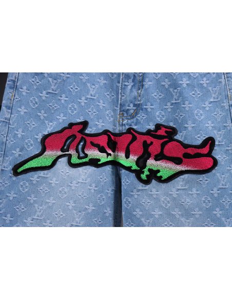 Louis Vuitton Graffiti Gradient Embroidered Jeans,Louis Vuitton