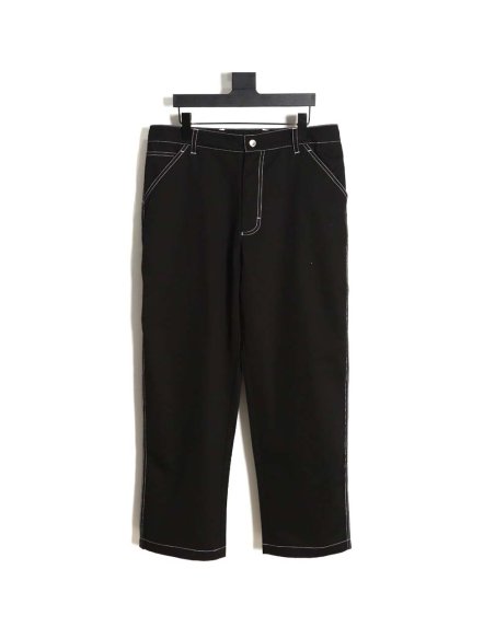 Prada PRD 23FW contrast topstitched stretch wide-leg trousers,Prada