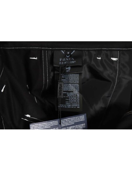 Prada PRD 23FW contrast topstitched stretch wide-leg trousers,Prada