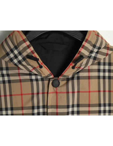 Burberry Check Reversible Button Hooded Jacket,Burberry