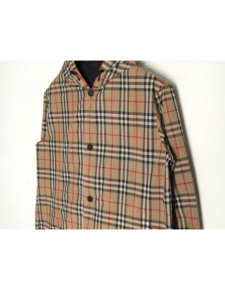Burberry Check Reversible Button Hooded Jacket,Burberry