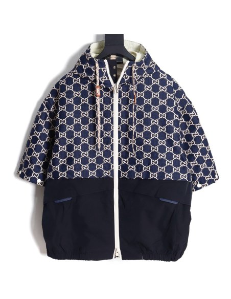 Gucci new color block sleeve detachable hooded jacket,Gucci