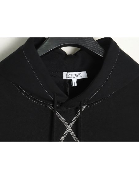 Loewe embroidered topstitched hooded sweatshirt,Loewe