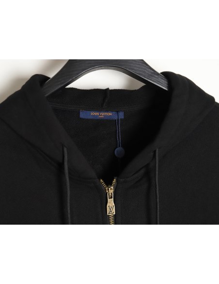 Louis Vuitton 24ss drawstring beaded signature hooded zipper sweatshirt,Louis Vuitton