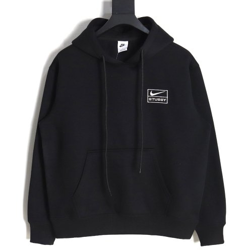 Nike   Stussy co-branded embroidered logo hooded fleece sweatshirt TSK1,Nike