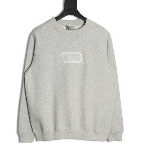 Dior Silver Logo Embroidered Crew Neck Plush Sweatshirt TSK1,Dior