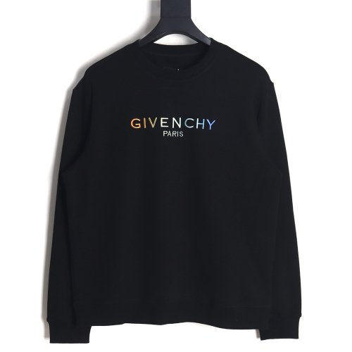 Givenchy rainbow gradient embroidered crewneck sweatshirt,Givenchy